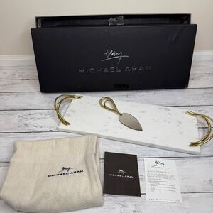 Michael Aram White marble small Calla Lily cheese tray and server